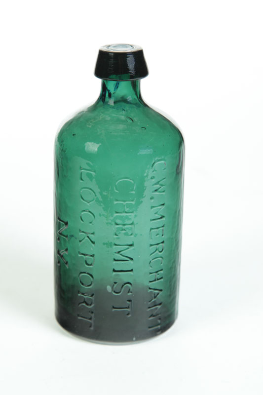 Appraisal: CHEMIST BOTTLE Second half- th century Green bottle blown in