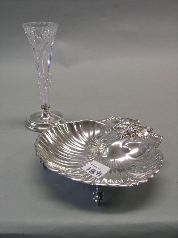 Appraisal: A large oyster shell shaped dish in and a glass