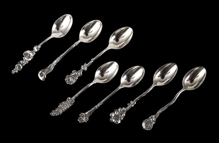 Appraisal: Seven Reed Barton Harlequin -Pattern Sterling Silver Demitasse Spoons third