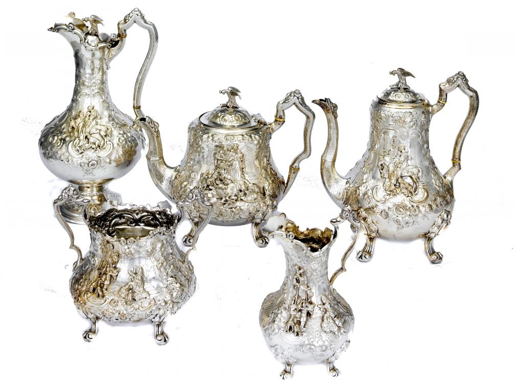 Appraisal: A VICTORIAN FIVE-PIECE TEA AND COFFEE SERVICE of baluster shape