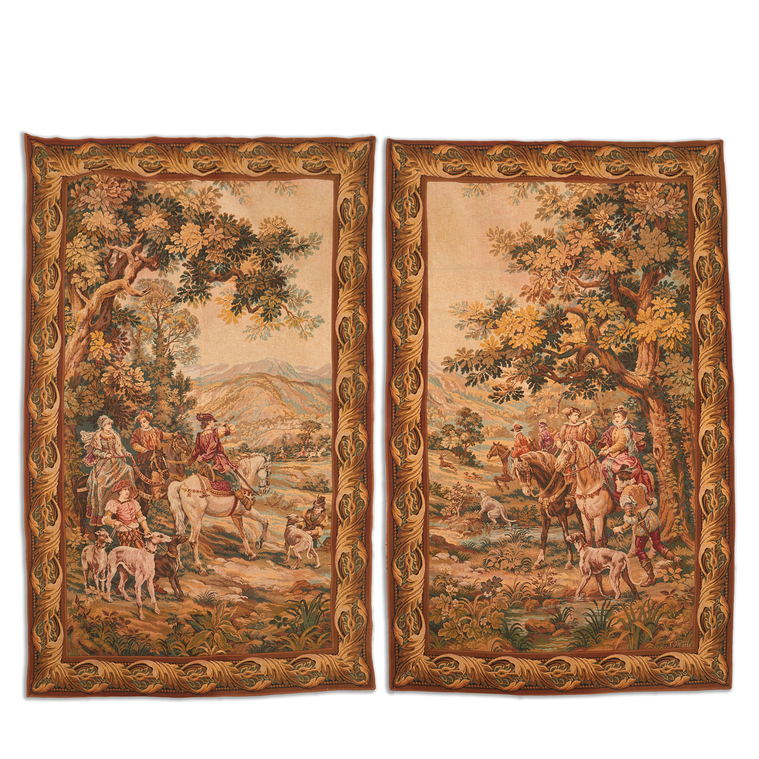 Appraisal: AFTER CESARE AUGUSTE DETTI PAIR TAPESTRIES After Cesare Auguste Detti