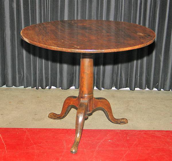 Appraisal: A George III mahogany tilt top table restorations replacements and