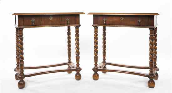 Appraisal: A Pair of Continental Burlwood Pier Tables each having a