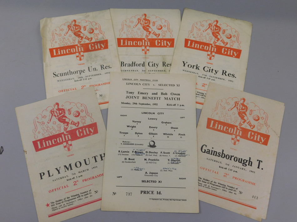 Appraisal: A collection of Lincoln City football programmes to include -