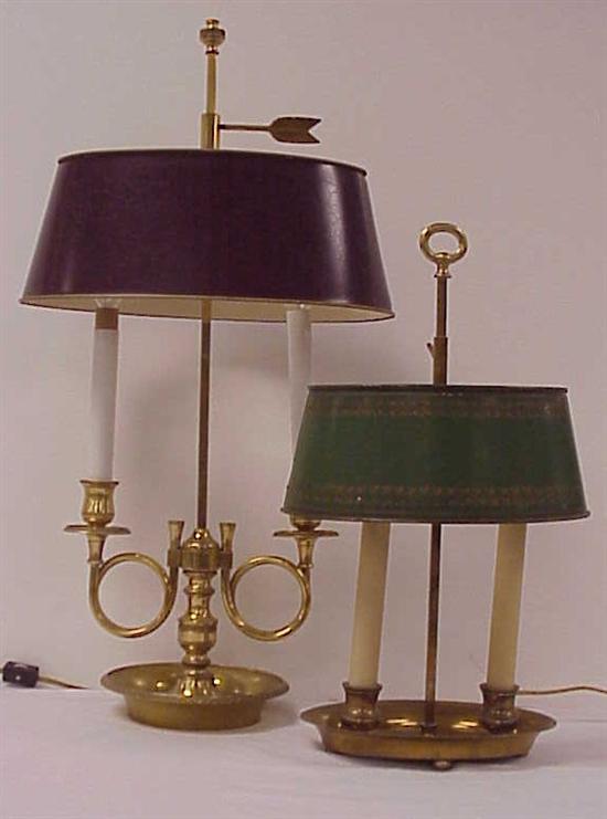 Appraisal: Two brass buillote style lamps both two arm both with