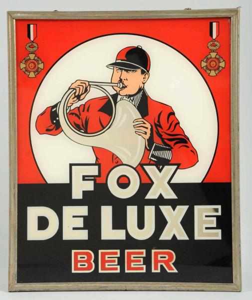 Appraisal: Fox Deluxe Beer Reverse Glass Painted Sign Nice overall condition