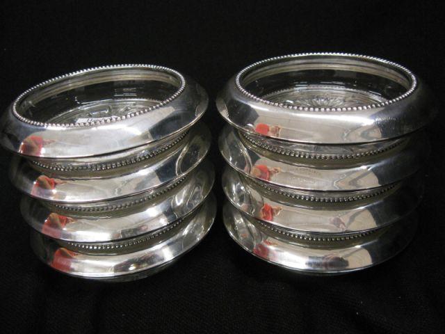 Appraisal: Sterling Silver Crystal Coasters diameter overall