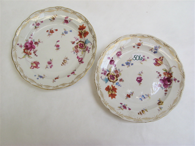 Appraisal: TWO GERMAN MEISSEN PLATES having multi-floral decoration with gold accents