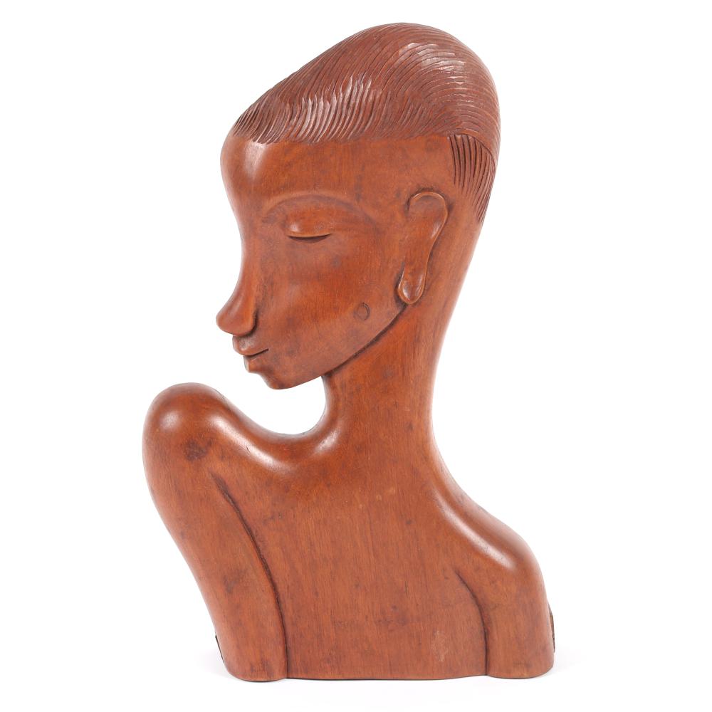 Appraisal: HAGENAUER WIENER WERKSTATTE STYLE TRIBAL CARVED WOODEN BUST IN RELIEF