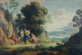 Appraisal: ANONYMOUS th century Italian Landscape Scene ca Oil on canvas