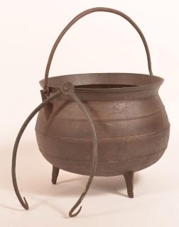 Appraisal: th Century Cast Iron Gypsy Kettle and Pot Lifter Swivel