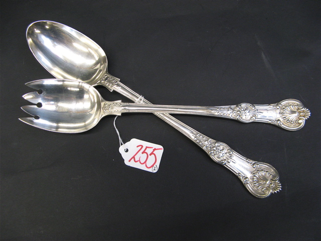 Appraisal: LONDON ENGLAND STERLING SALAD SPOON FORK in the shell pattern