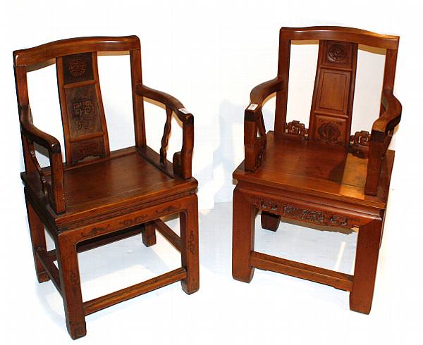 Appraisal: Four mixed wood chairs and two mixed wood armchairs surface