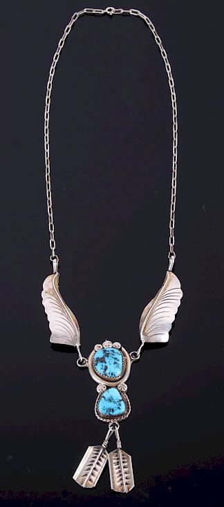 Appraisal: Navajo M Yazzie Sleeping Beauty Turquoise Necklace For your bidding