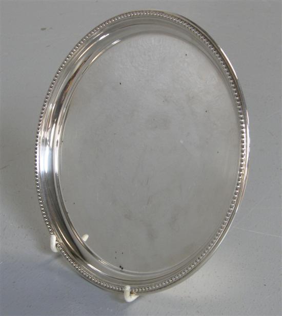 Appraisal: Round silver salver with beaded border Birmingham ozs