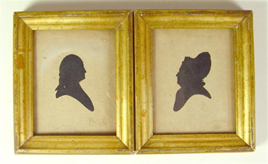 Appraisal: Silhouettes of George Martha Washington th Century Pair of reverse