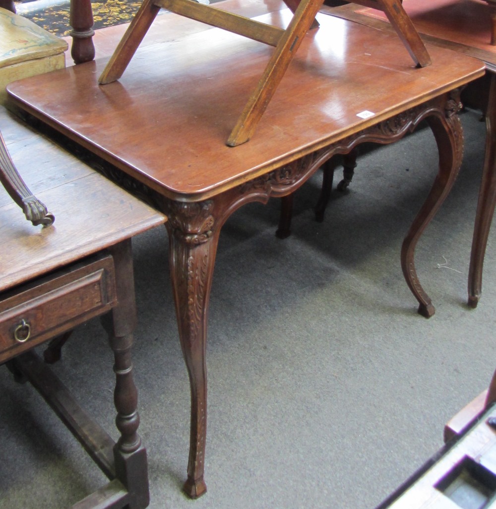 Appraisal: A th century French walnut rectangular table on leaf carved