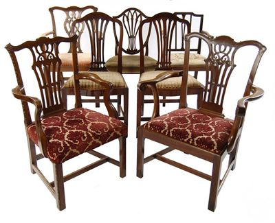 Appraisal: A pair of George III style mahogany side chairs with