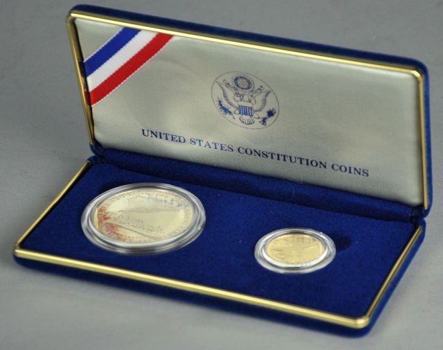 Appraisal: Two Coin Constitution Proof SetContains Silver Dollar and Gold coin