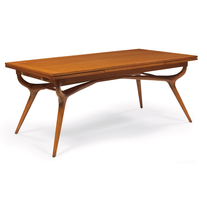 Appraisal: Harry Schwartz dining table by Romweber oak sculptural carved wood