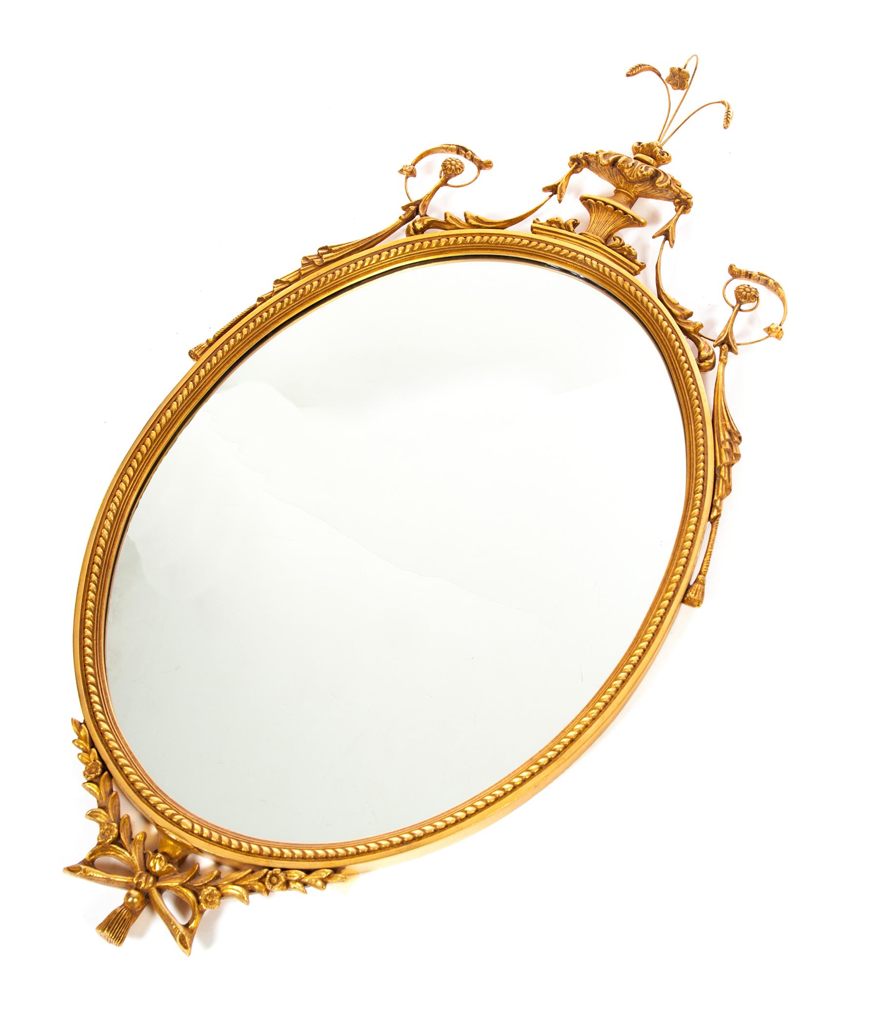 Appraisal: FEDERAL-STYLE GOLD LEAF MIRROR American nd half- th century Oval