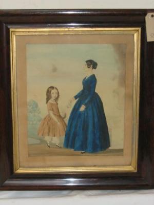 Appraisal: ENGLISH SCHOOL Mother and Daughter in a Garden unsigned mid