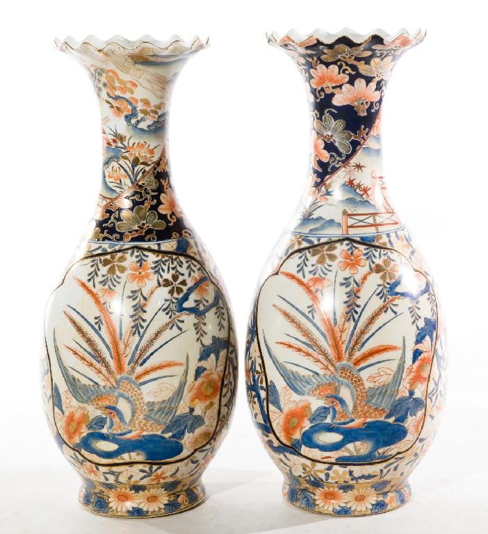 Appraisal: LARGE PAIR OF IMARI VASES c each with reserves front