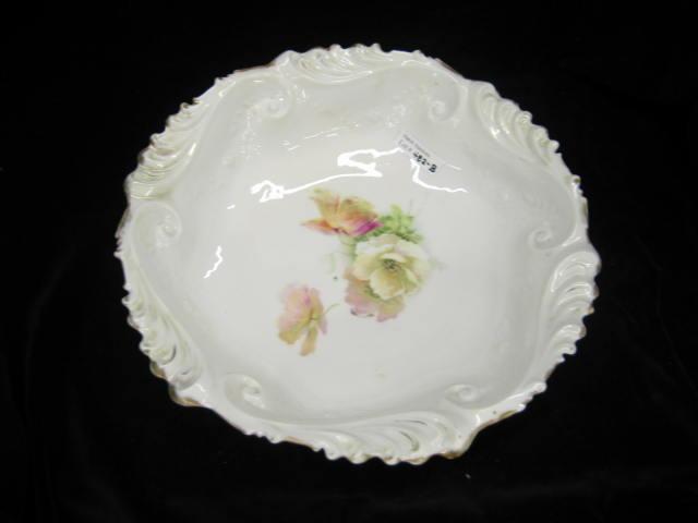 Appraisal: R S Prussia Porcelain Master Berry Bowl floral decor