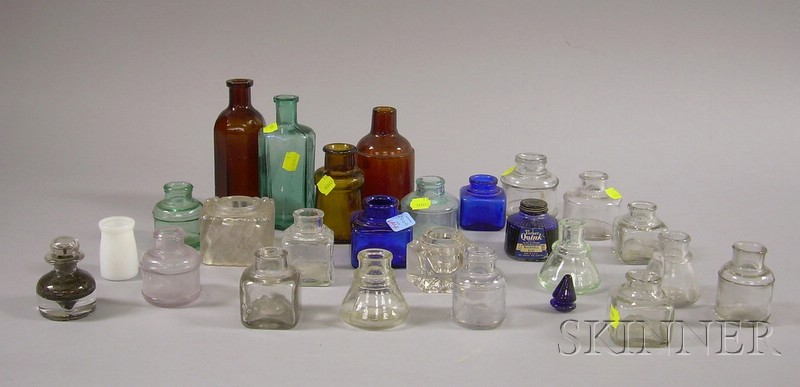 Appraisal: Twenty-five Assorted Molded Glass Inkwells Bottles and Other Small Bottles