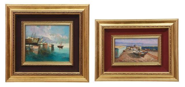 Appraisal: lot of Framed oil paintings Fishing Boats including signed lower