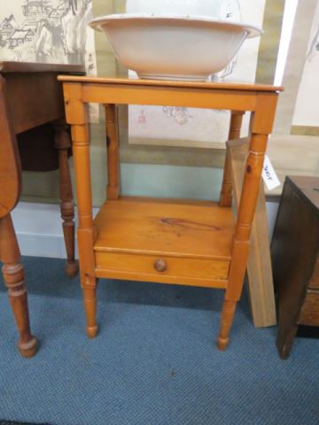 Appraisal: Antique Pine Stand lower shelf drawer