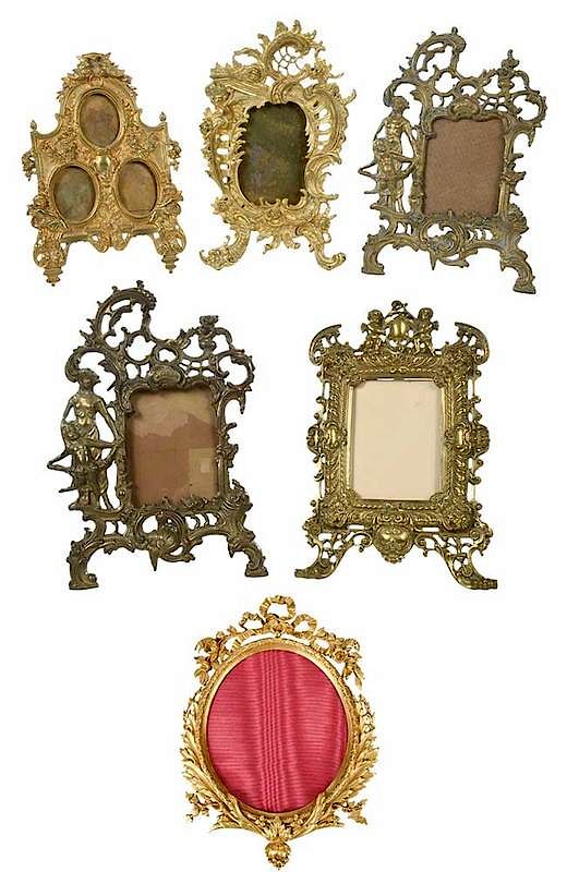 Appraisal: Six French Ornate Bronze Frames Late th th centuries some