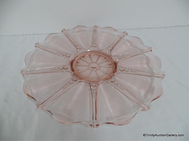 Appraisal: Oyster and Pearl Pink Glass Sandwich Platter Vintage Anchor Hocking