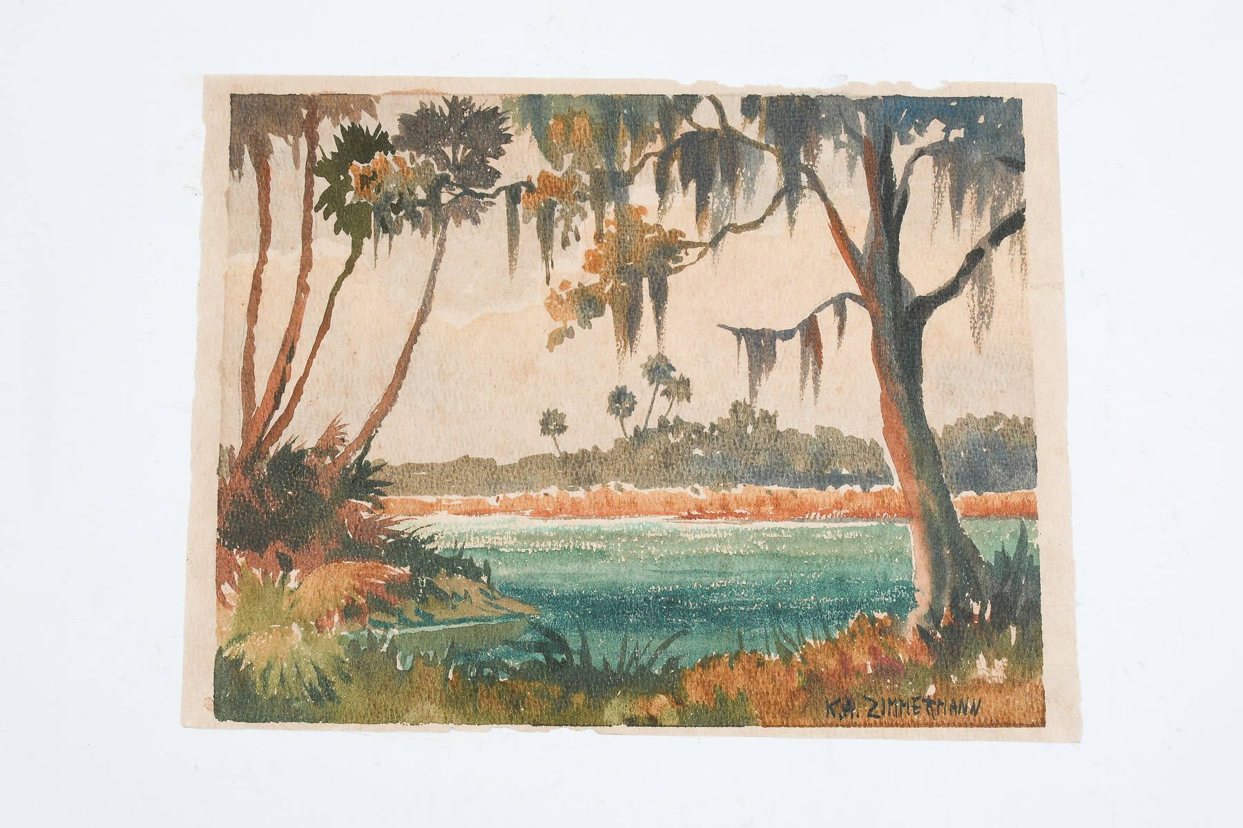 Appraisal: ZIMMERMAN K A th C American Florida River Scene Watercolor