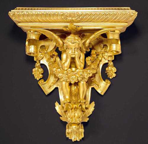 Appraisal: SMALL HANGING CONSOLE A L'ANGELOT Napoleon III in Louis XV