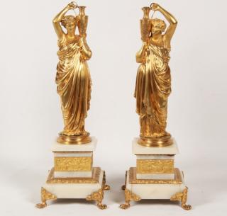 Appraisal: PAIR OF FRENCH DORE BRONZES OF EGYPTIAN REVIVAL FEMALE FIGURES