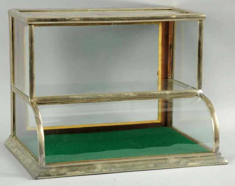 Appraisal: Beautiful Miniature Curved-Front Display Case Fantastic nickel case with original