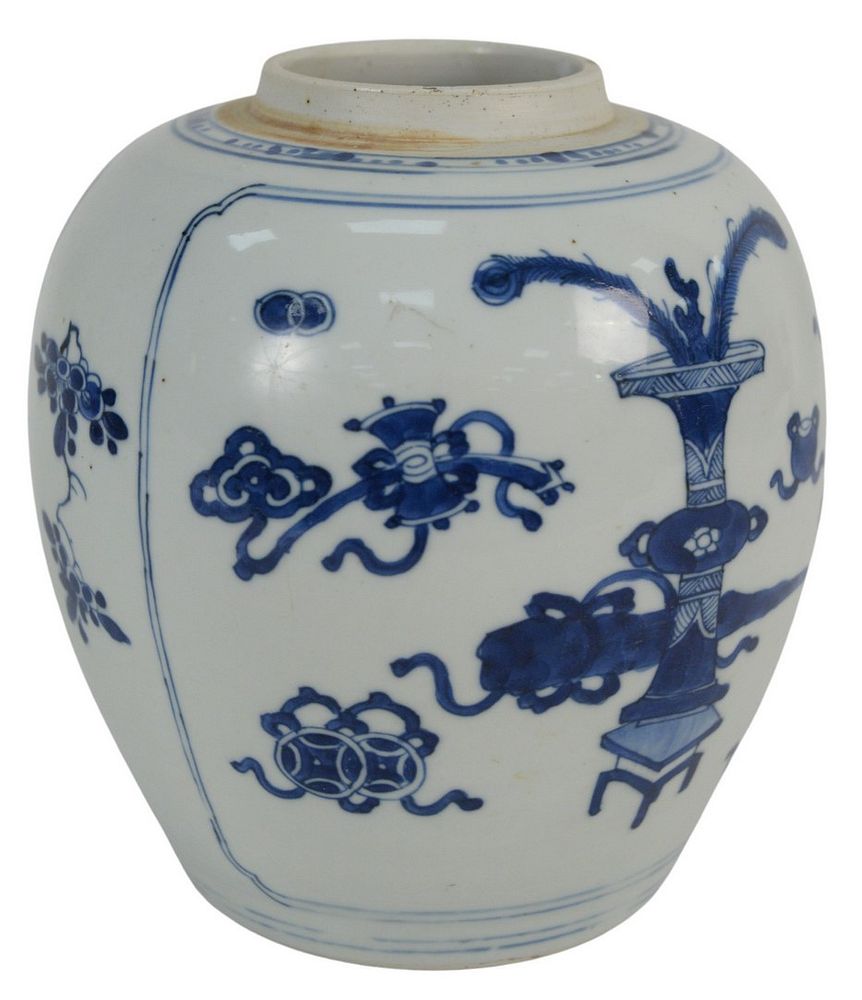 Appraisal: Chinese Blue and White Ginger Jar with bird of prunus