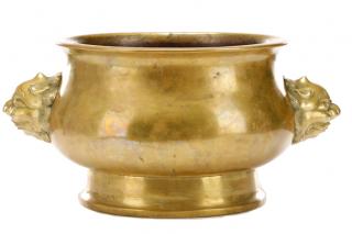 Appraisal: th C Qing Dynasty Gilt Bronze Open Censer Chinese th