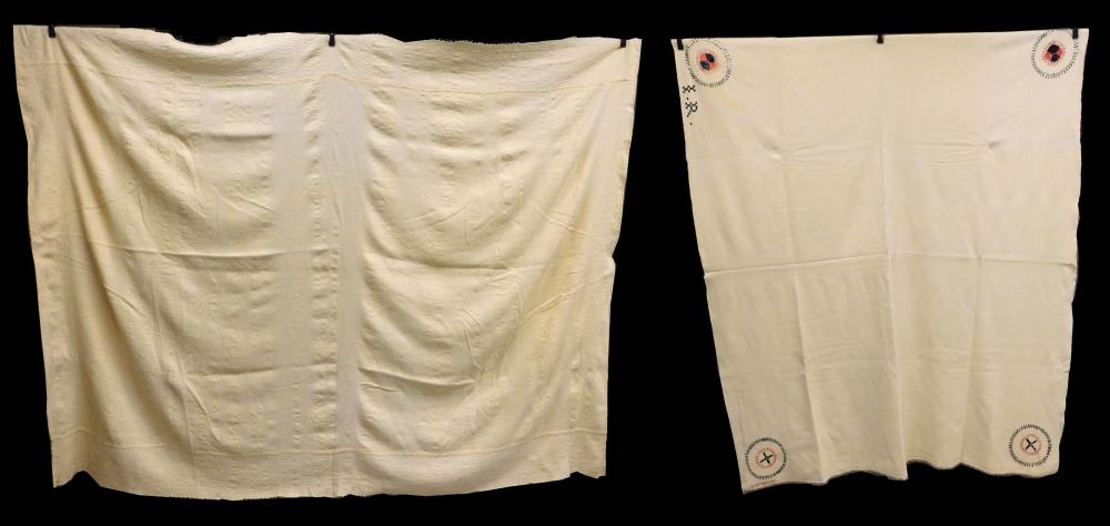 Appraisal: TEXTILES Two early th C Anglo American wool blankets one