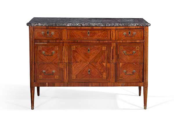 Appraisal: A Louis XVI inlaid walnut commode th century A Louis