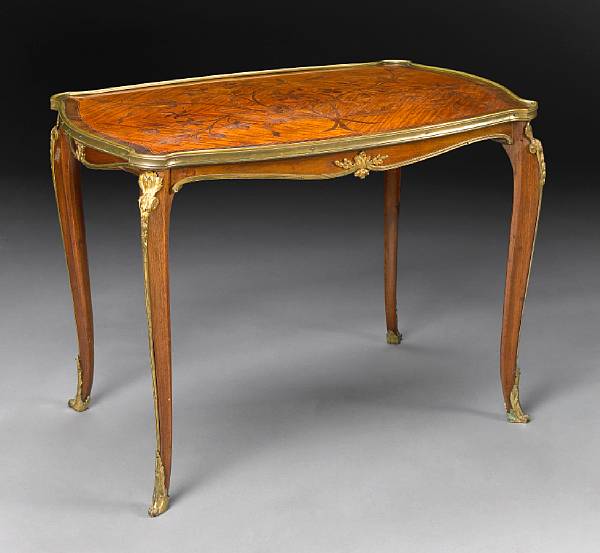 Appraisal: A Louis XV style gilt bronze mounted marquetry inlaid walnut