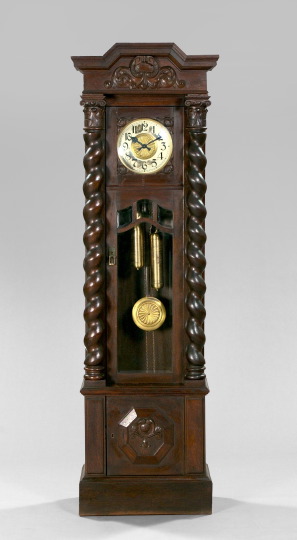 Appraisal: Large German Oak Tallcase Clock ca the case with two