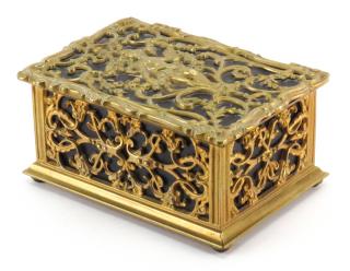 Appraisal: Antique Art Nouveau Gilt Bronze and Leather Box Antique Art