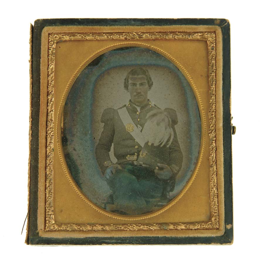 Appraisal: AMBROTYPE OF A YOUNG OFFICER IN UNIFORM Portrait of a