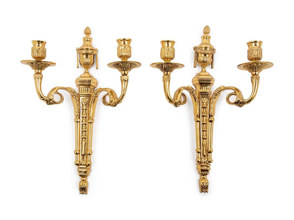 Appraisal: A Pair of Louis XVI Style Gilt Metal Two-Light Sconces