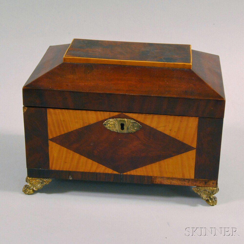 Appraisal: Georgian Inlaid Mahogany Casket-form Tea Caddy England early th century