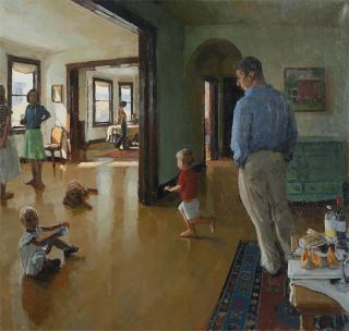 Appraisal: Philip Geiger ''House'' figures in an interior signed lower center