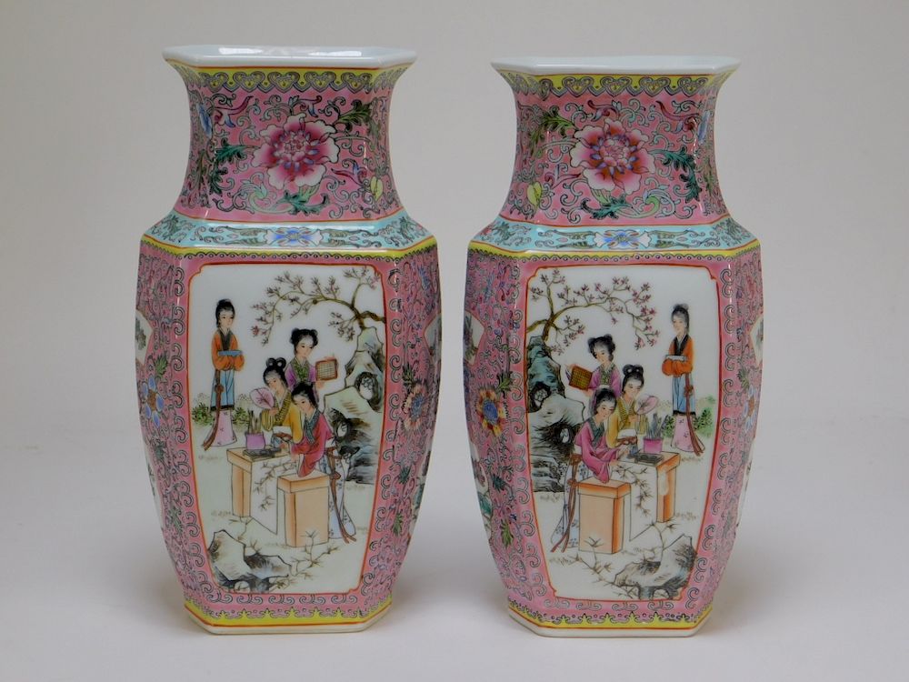 Appraisal: PR Chinese Yangcai Famille Rose Porcelain Vases China Republic Period