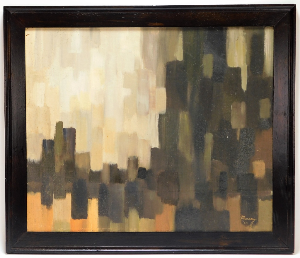 Appraisal: ROBINSON MURRAY ABSTRACT CITYSCAPE PAINTING Massachusetts - Titled Under an